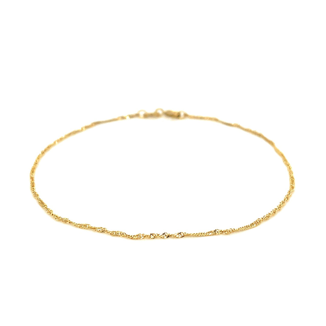 14k Yellow Gold Singapore Bracelet 1.0mm