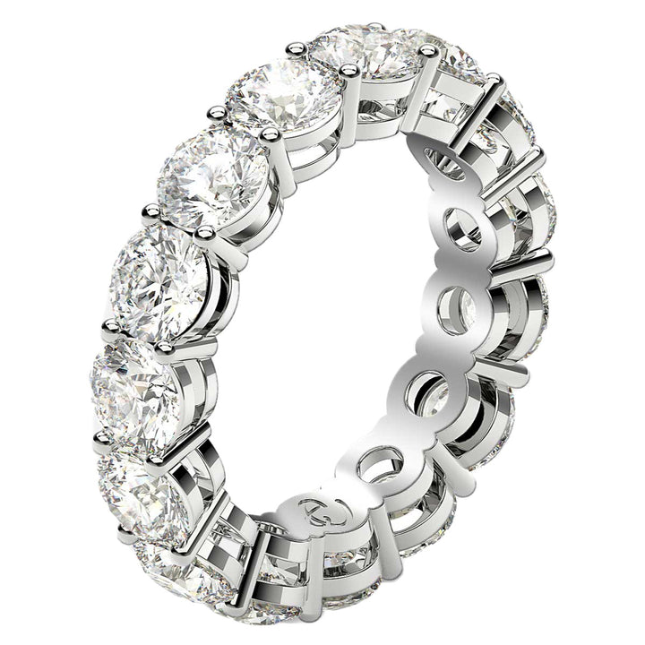 Round Cut Lab Grown Diamond Eternity Ring in 14k White Gold (5 cttw FG/VS2)