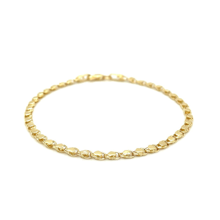 2.9mm 14k Yellow Gold Heart Bracelet