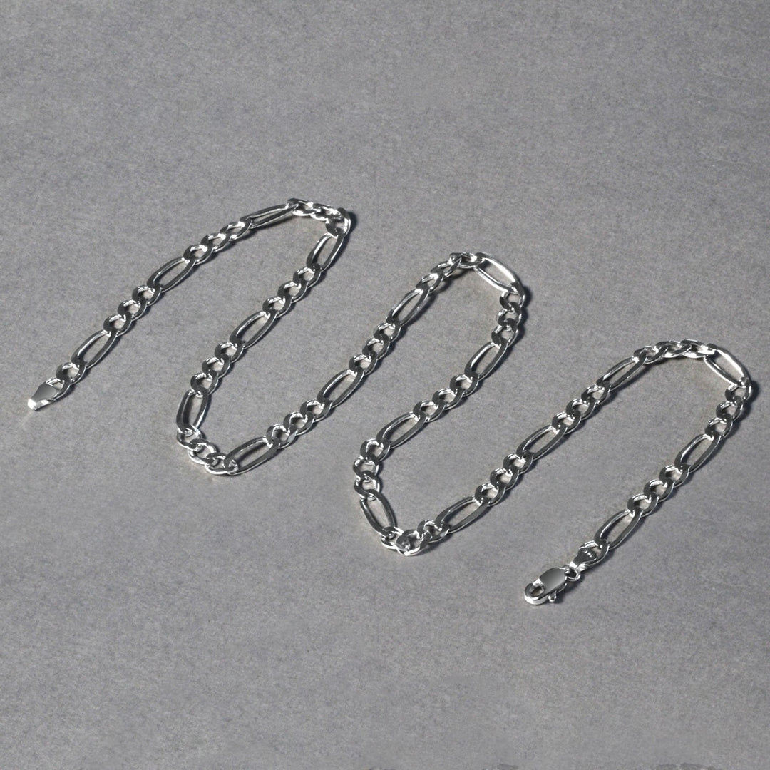 4.6mm 14k White Gold Solid Figaro Chain