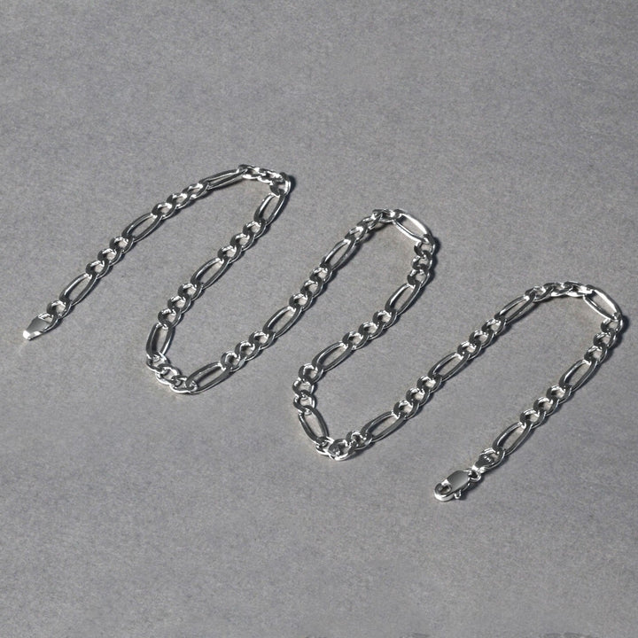 4.6mm 14k White Gold Solid Figaro Chain