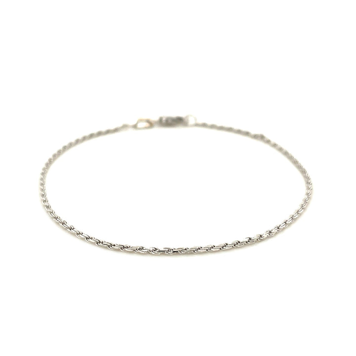 2.0mm 14k White Gold Solid Diamond Cut Rope Bracelet