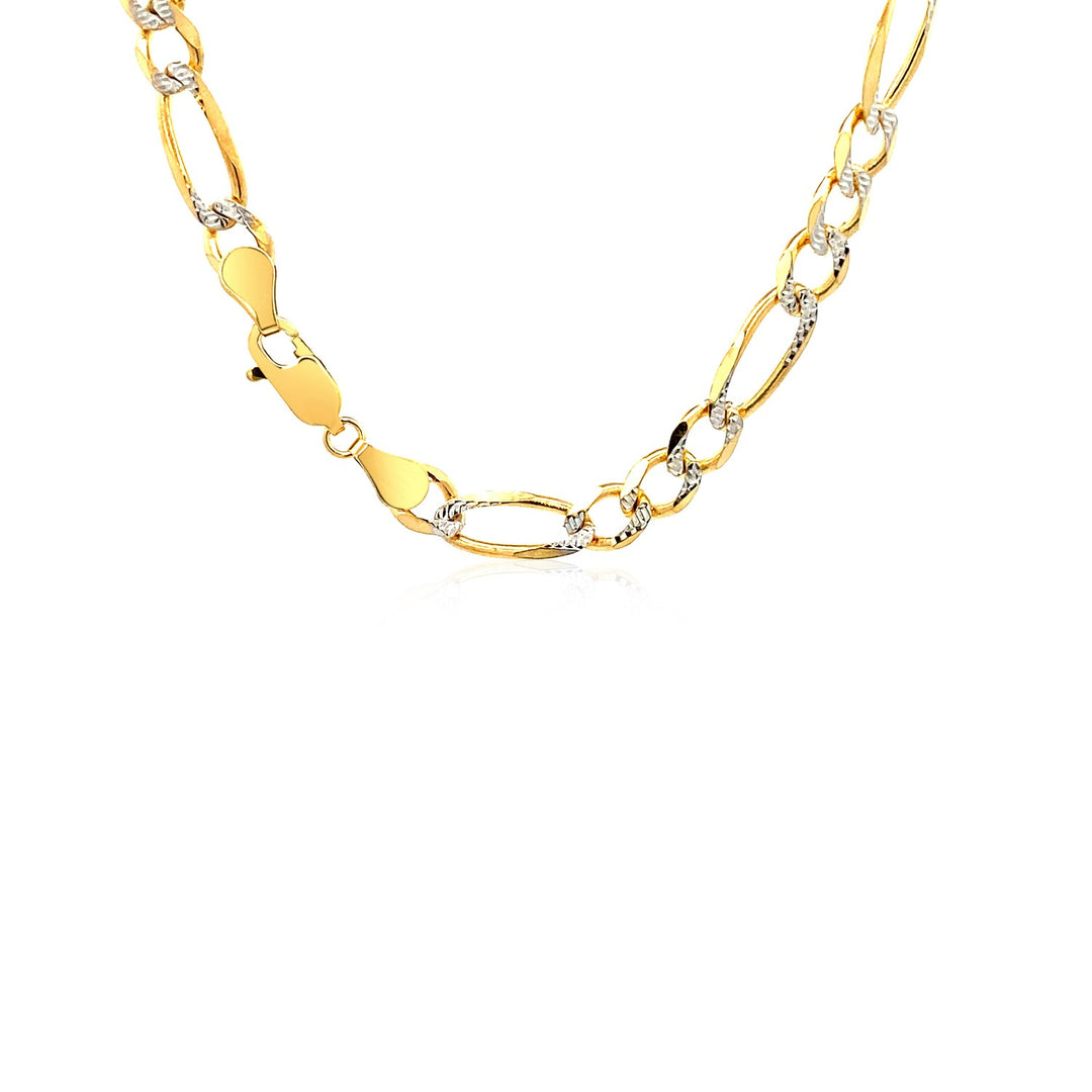 6.0mm 14K Yellow Gold Solid Pave Figaro Chain