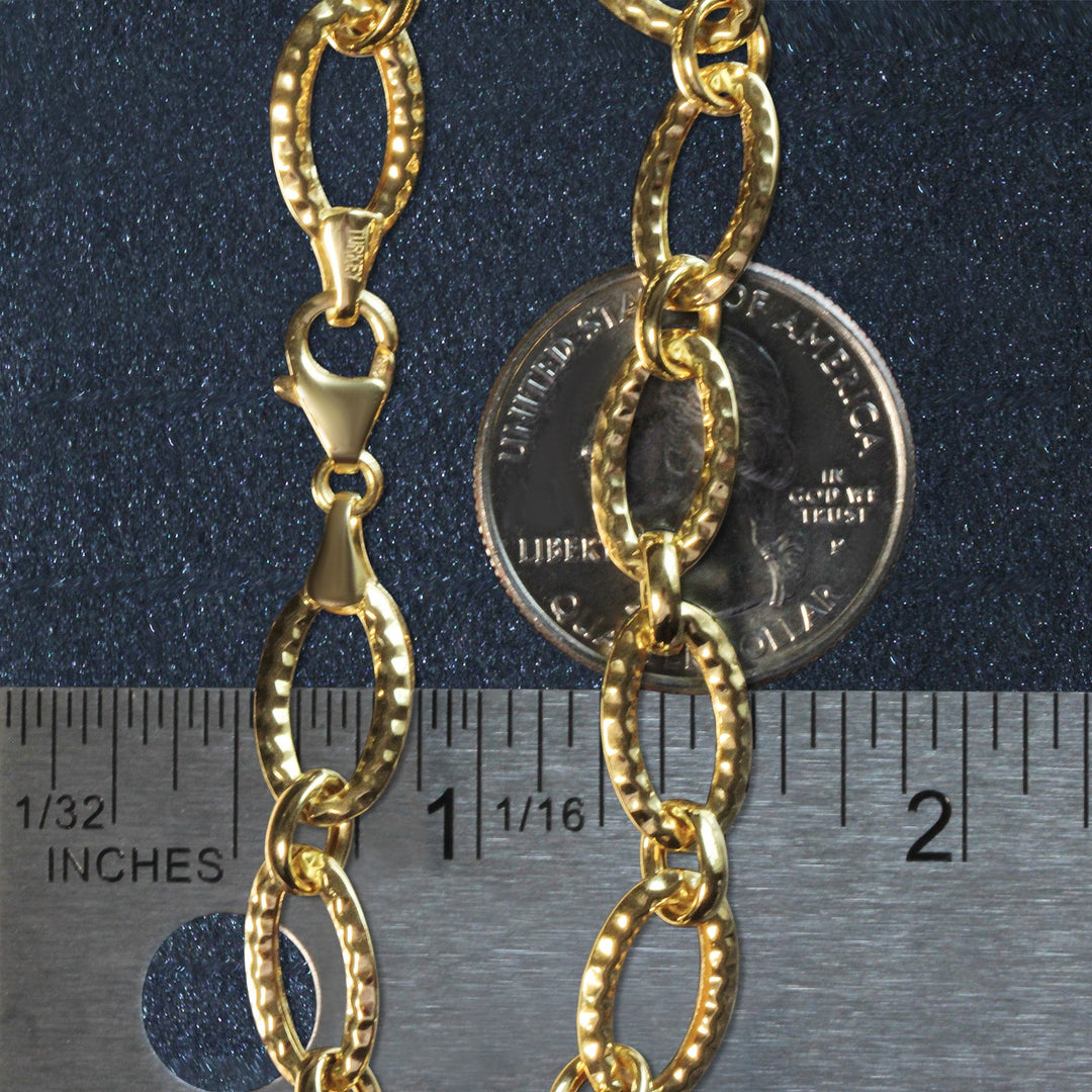 Textured Oval Link Bracelet in 14k Yellow Gold