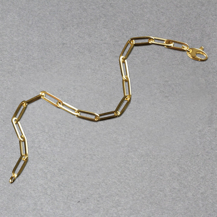 14K Yellow Gold Bold Paperclip Chain Bracelet