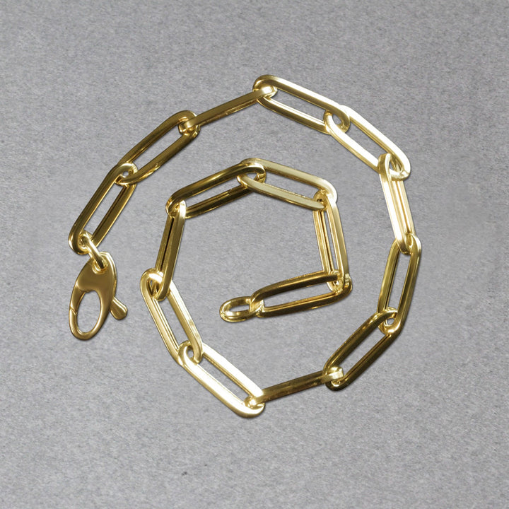 14K Yellow Gold Bold Paperclip Chain Bracelet