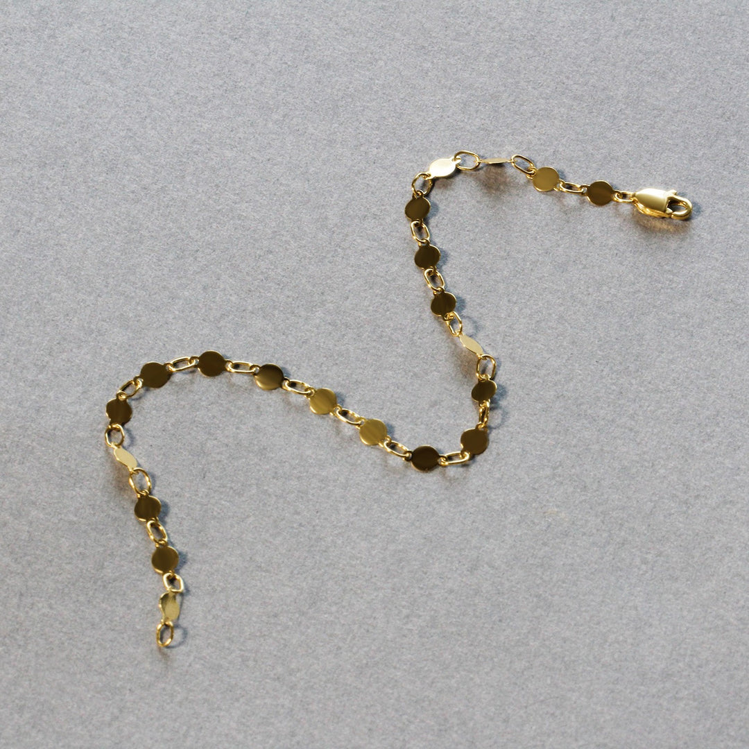 14k Yellow Gold Bracelet with Polished Circles