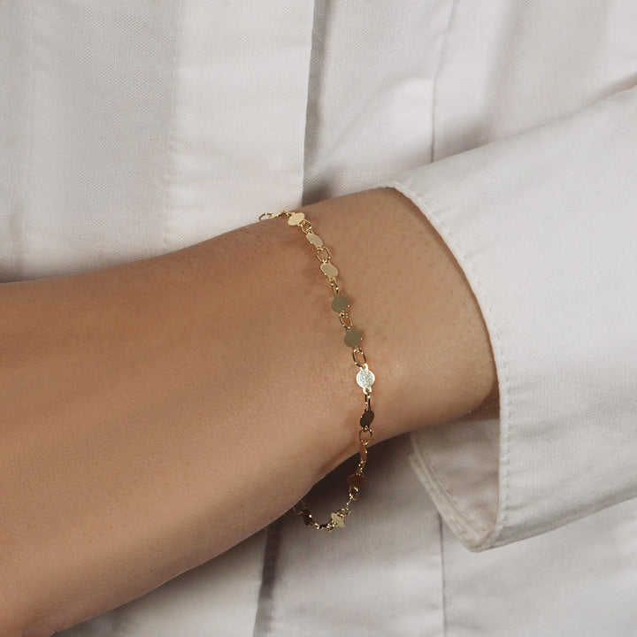 14k Yellow Gold Bracelet with Polished Circles