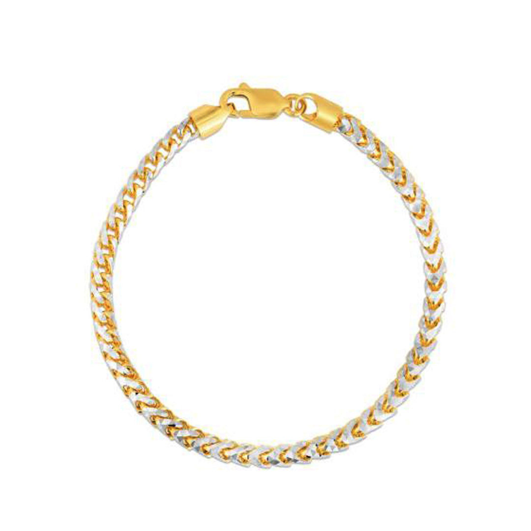 Round Pave Franco Chain Bracelet in 14k Yellow Gold (4.0 mm)