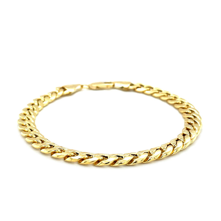 6.7mm 14k Yellow Gold Miami Cuban Semi Solid Bracelet