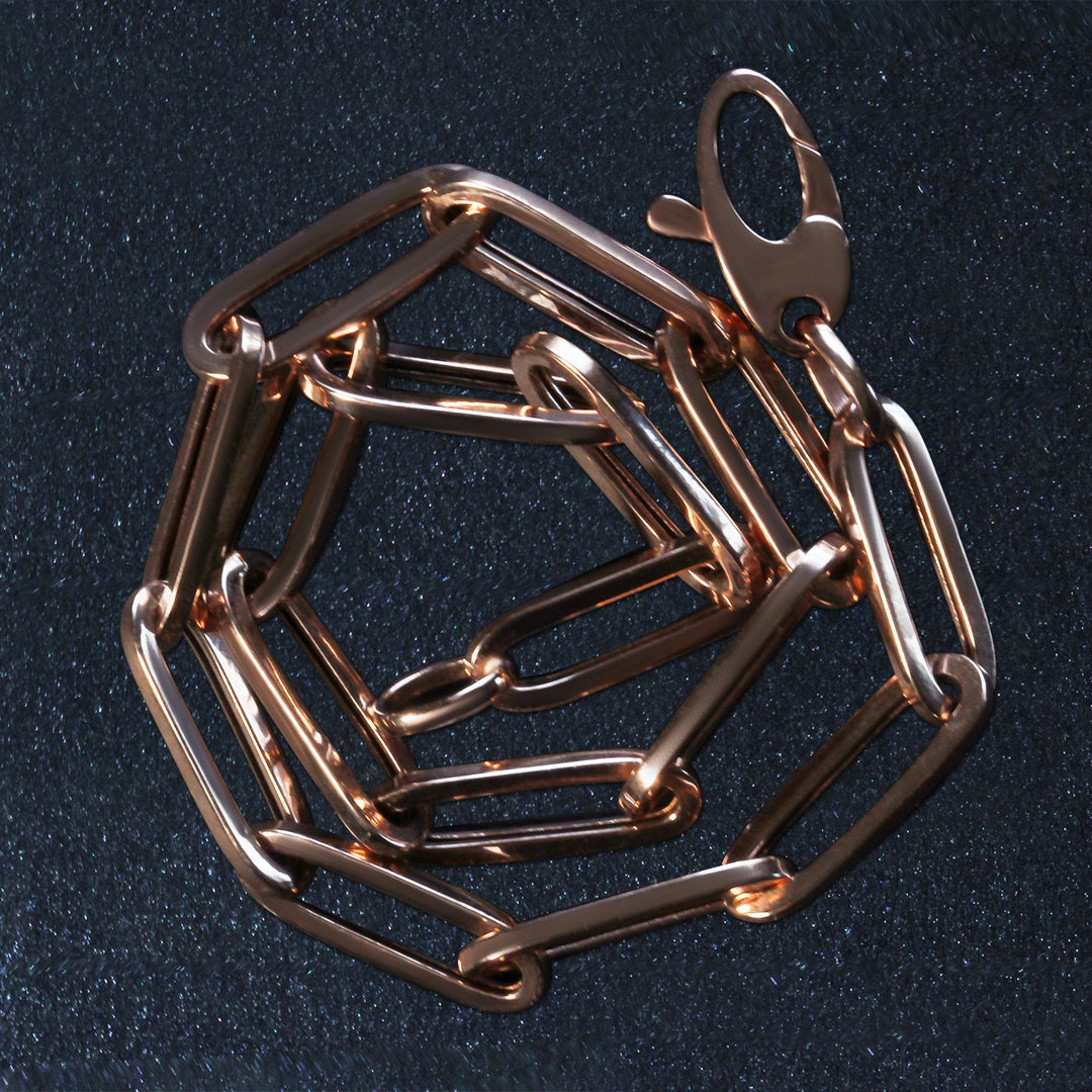 14K Rose Gold Bold Paperclip Chain Bracelet