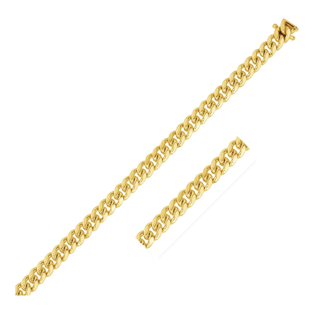 5.0mm 10k Yellow Gold Classic Miami Cuban Solid Bracelet