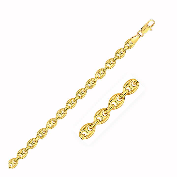 4.7mm 14k Yellow Gold Puffed Mariner Anklet