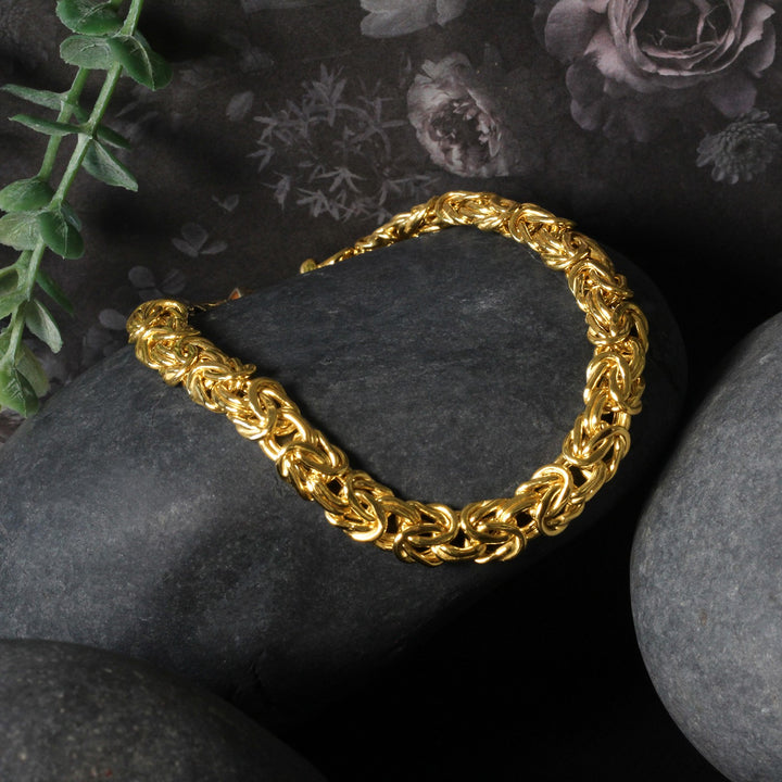 10k Yellow Gold Byzantine Design Chain Bracelet