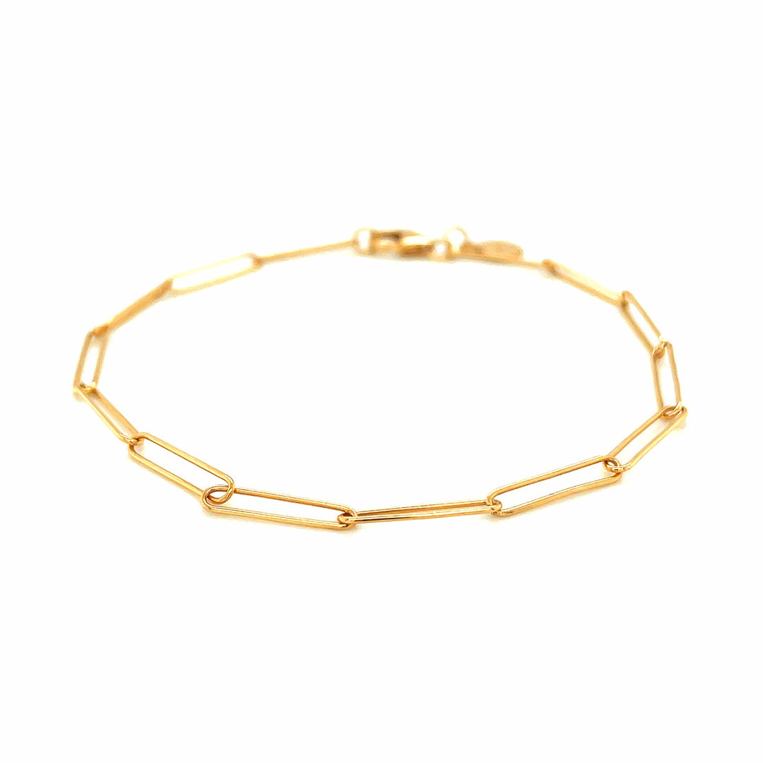 14k Yellow Gold Wire Paperclip Bracelet (2.7mm)