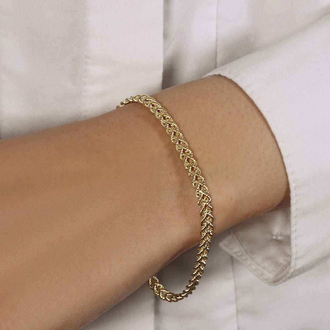 Double Rope Chain Bracelet in 10k Yellow Gold