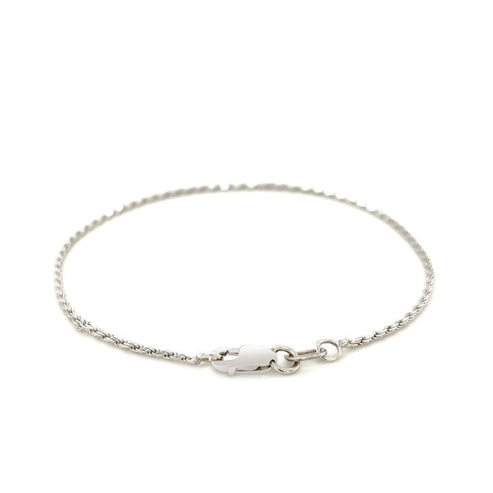 2.0mm 14k White Gold Diamond Cut Rope Anklet