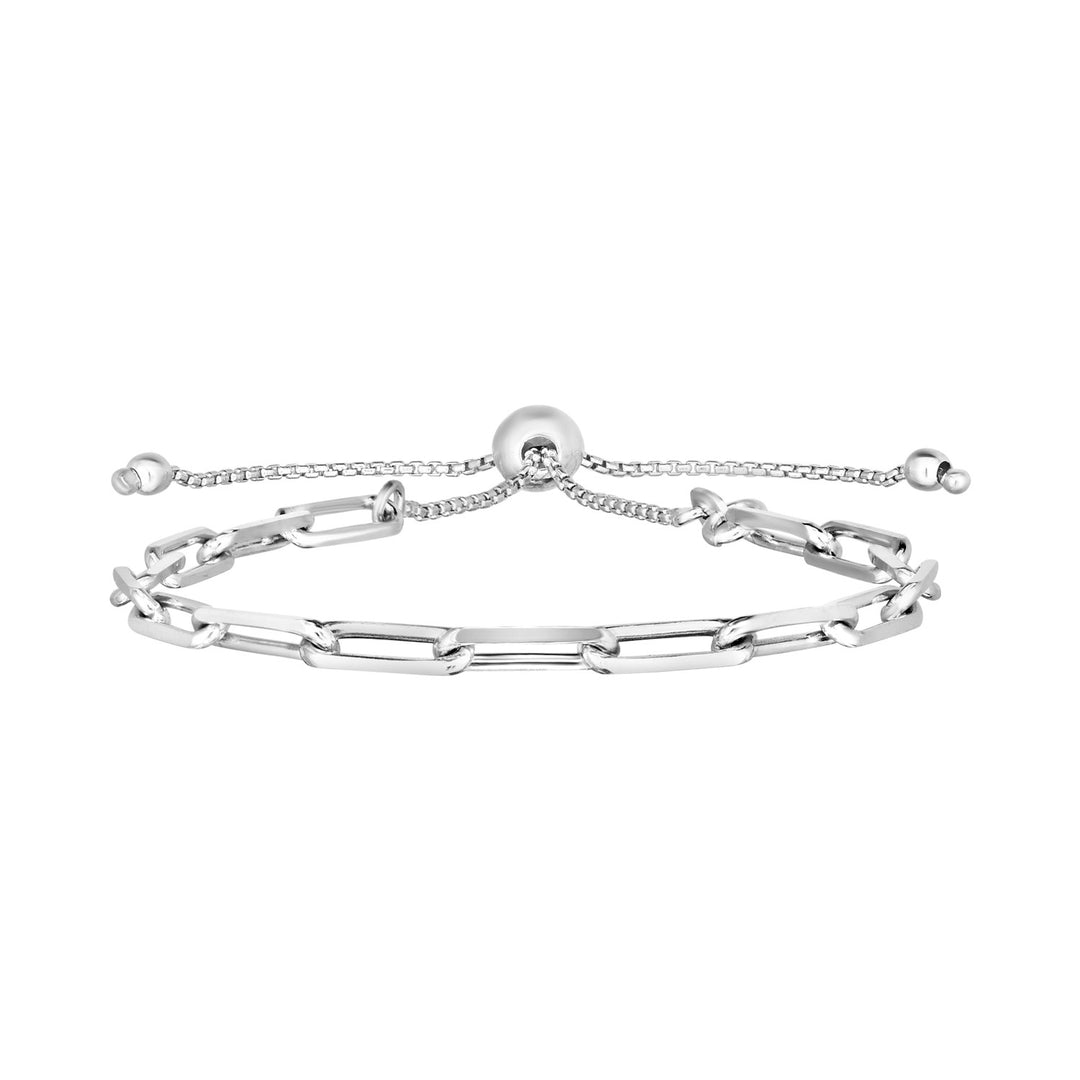 Sterling Silver Paperclip Chain Adjustable Bracelet