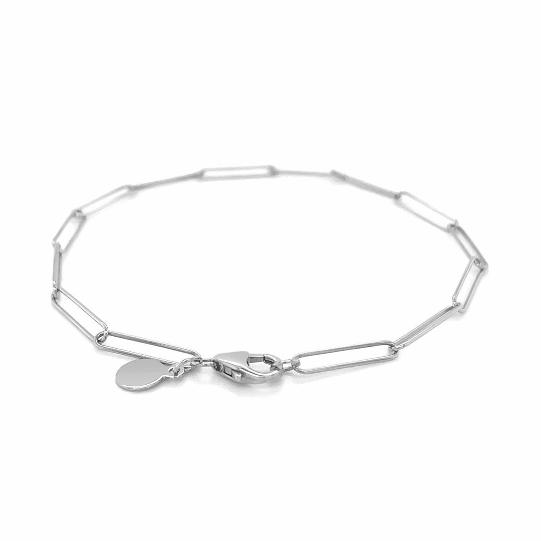 14k White Gold Wire Paperclip Bracelet (2.7mm)