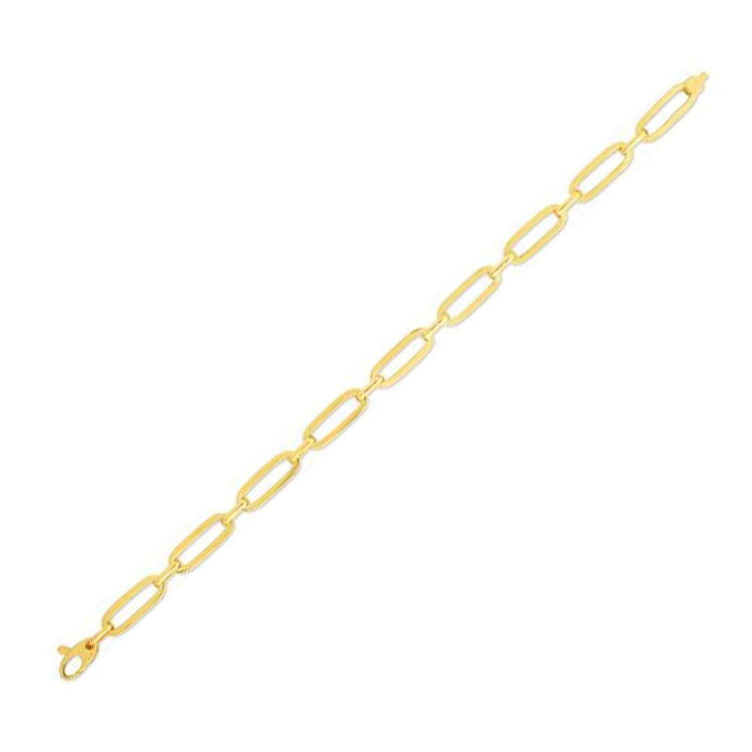 14k Yellow Gold 7 1/4 inch Bombay Paperclip Chain Bracelet