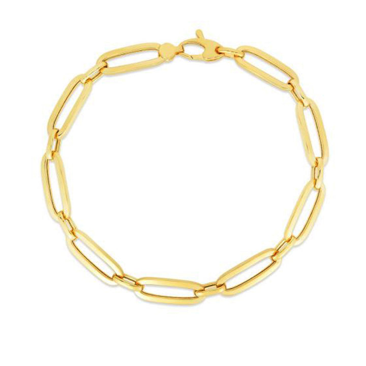 14k Yellow Gold 7 1/4 inch Bombay Paperclip Chain Bracelet