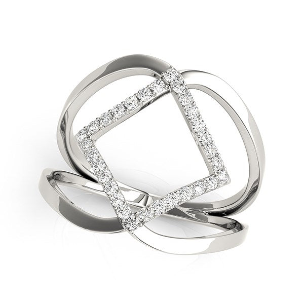 14k White Gold Interlaced Design Diamond Ring (1/5 cttw)