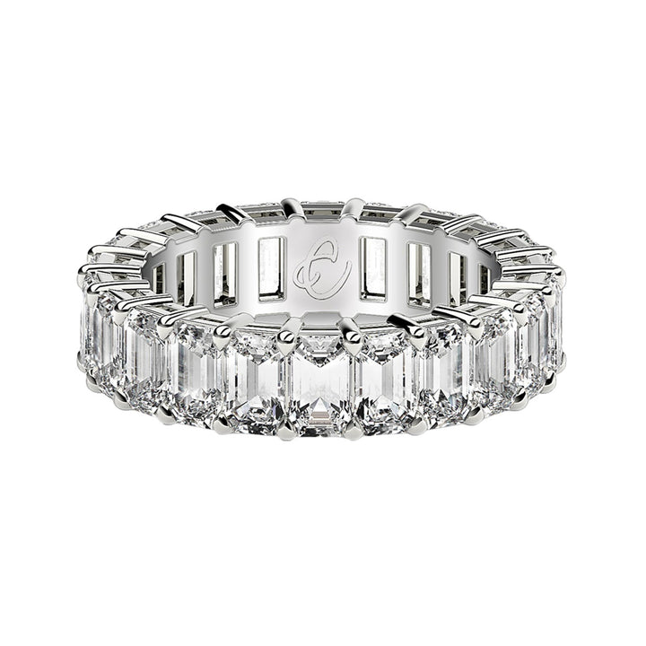 Emerald Cut Lab Grown Diamond Eternity Ring in 14k White Gold (3 cttw FG/VS2)