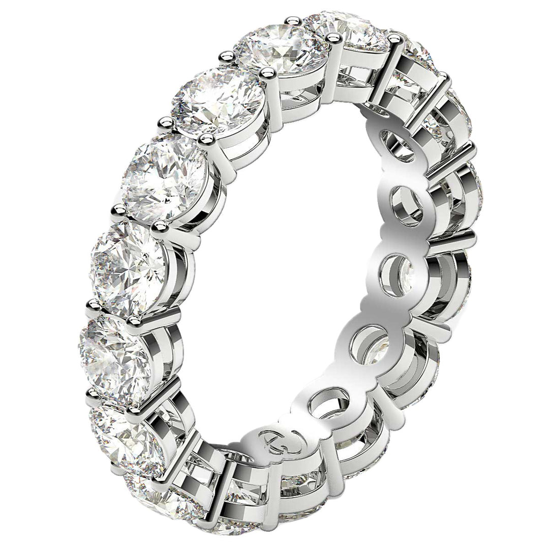 Round Cut Lab Grown Diamond Eternity Ring in 14k White Gold (4 cttw FG/VS2)