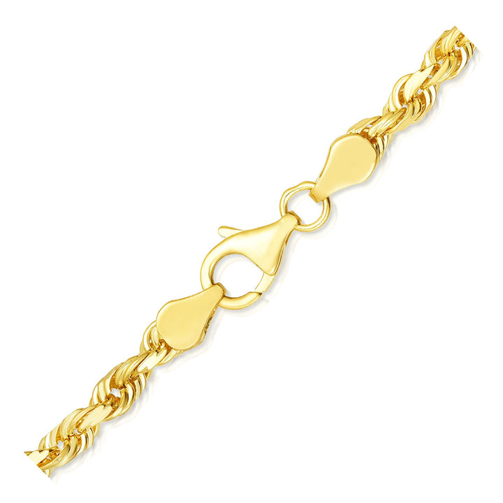 5.0mm 10k Yellow Gold Solid Diamond Cut Rope Bracelet