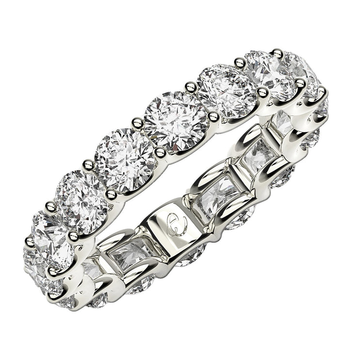 Round Cut Lab Grown Diamond Eternity Ring in 14k White Gold (4 cttw FG/VS2)