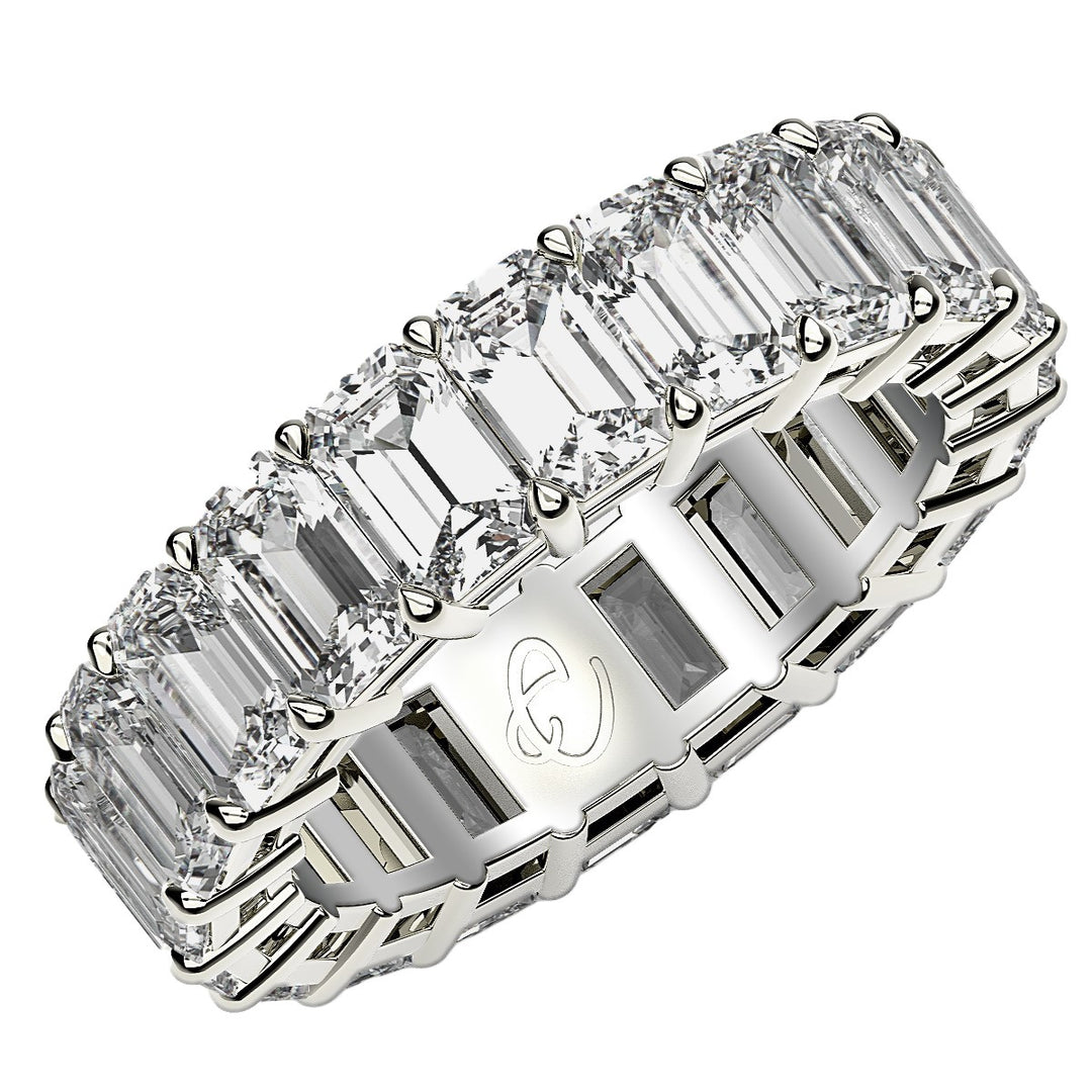 Emerald Cut Lab Grown Diamond Eternity Ring in 14k White Gold (7 cttw FG/VS2)