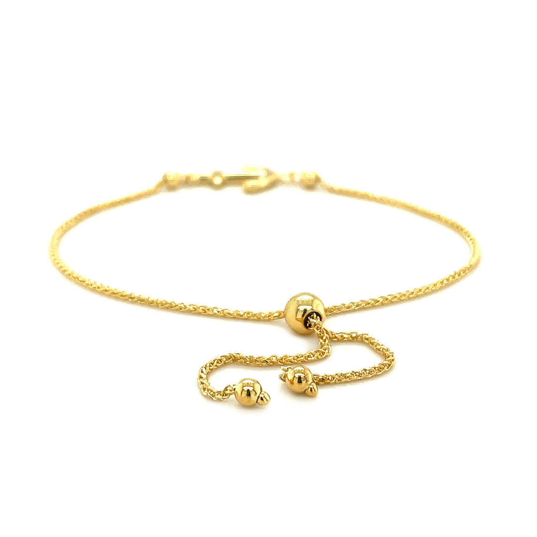 14k Yellow Gold Anchor Design Adjustable Lariat Bracelet