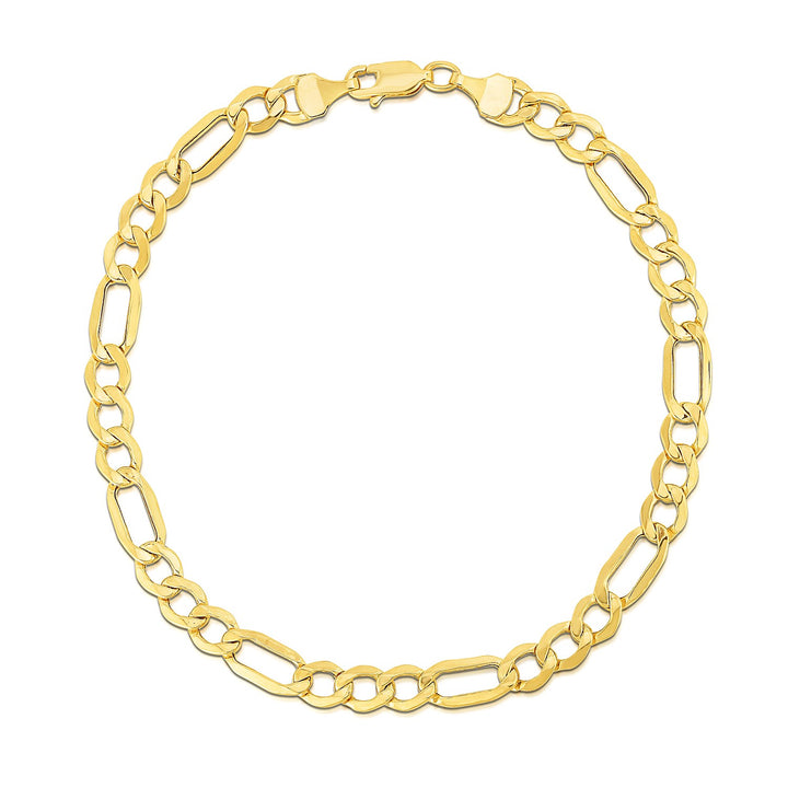 5.4mm 10k Yellow Gold Lite Figaro Bracelet