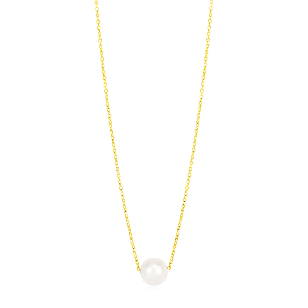 14k Yellow Gold Pearl Solitaire Necklace