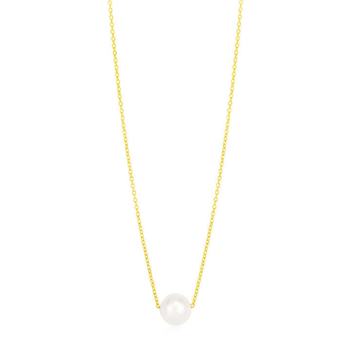 14k Yellow Gold Pearl Solitaire Necklace